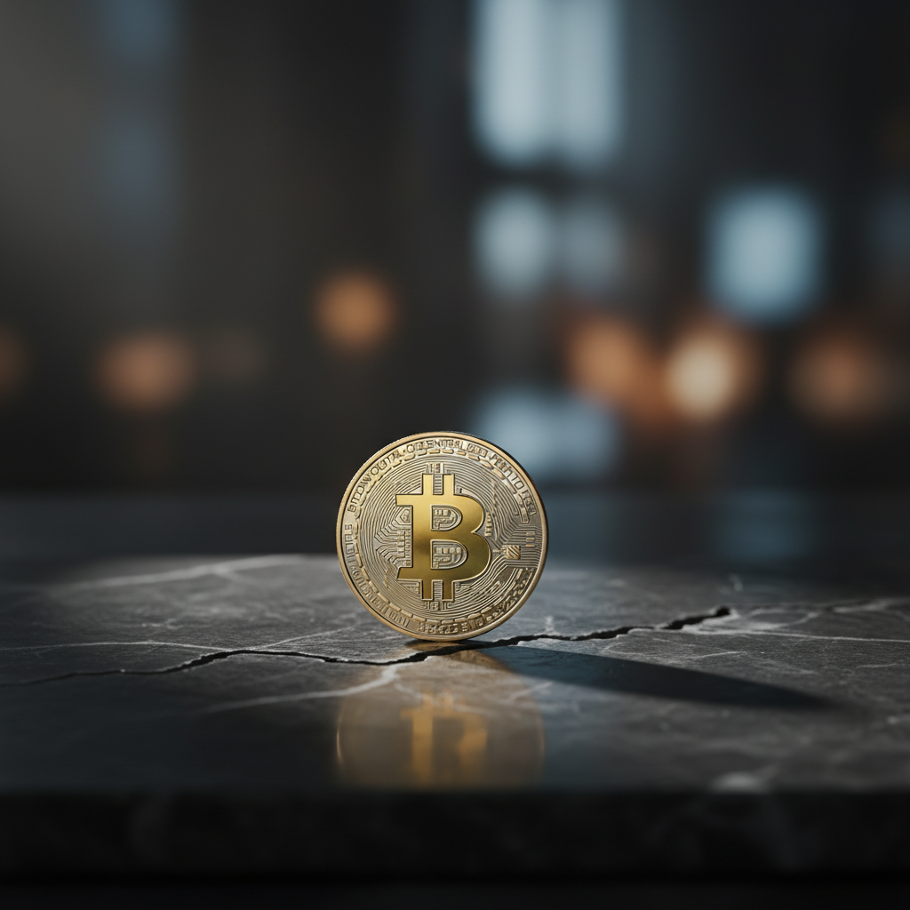 Bitcoin coin representing crypto market instability amid US-Iran tensions